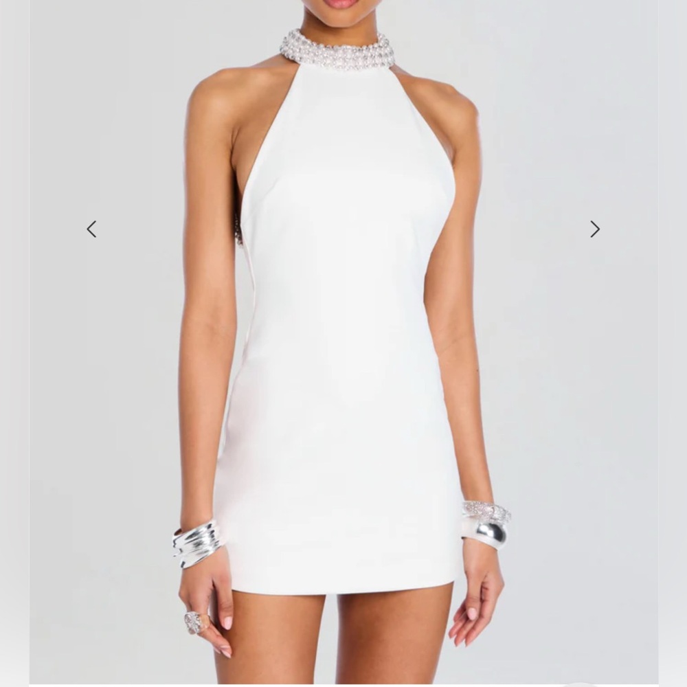 RETROFETE Penelope White Halter Mini Dress